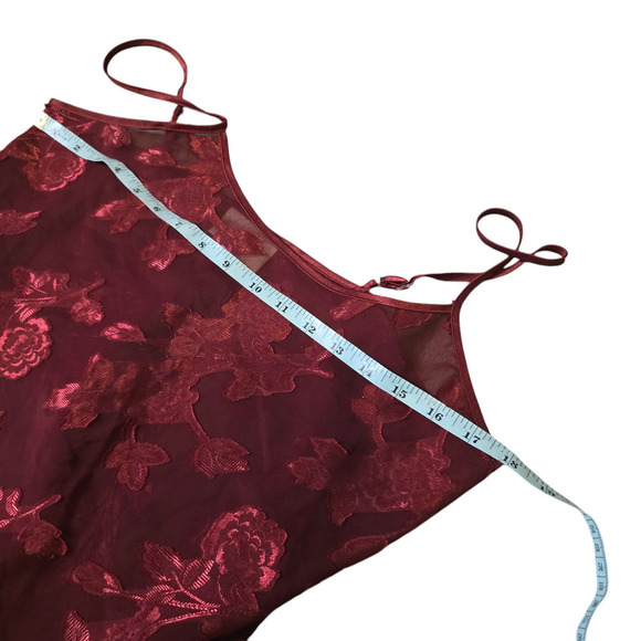 Vintage 90s sheer floral deep red lingerie pajama set size medium - Picture 9 of 11